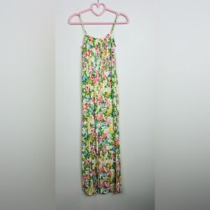 AFRM Floral Maxi front Slit Skirt - Green and Pink Size XS
